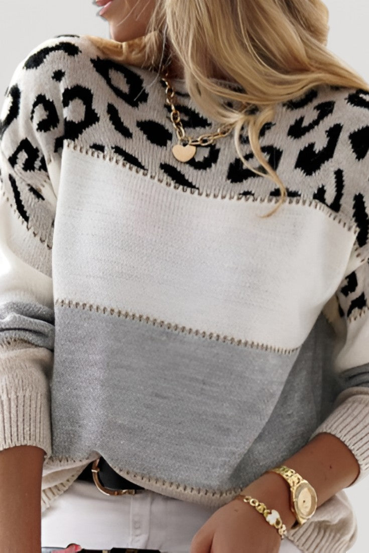 Sophie Strikket Jersey Leopard Mønster Eksklusiv Kollektion