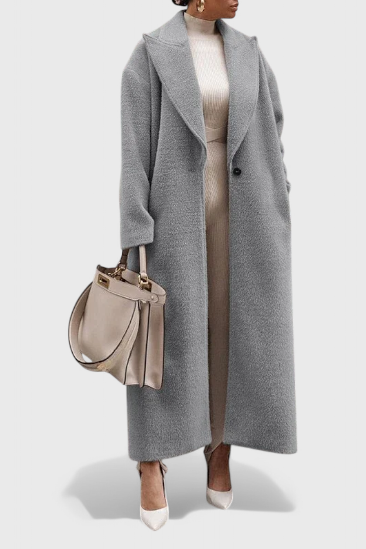Chloe Luxe Lang Frakke Collection Med Polerede Knapper
