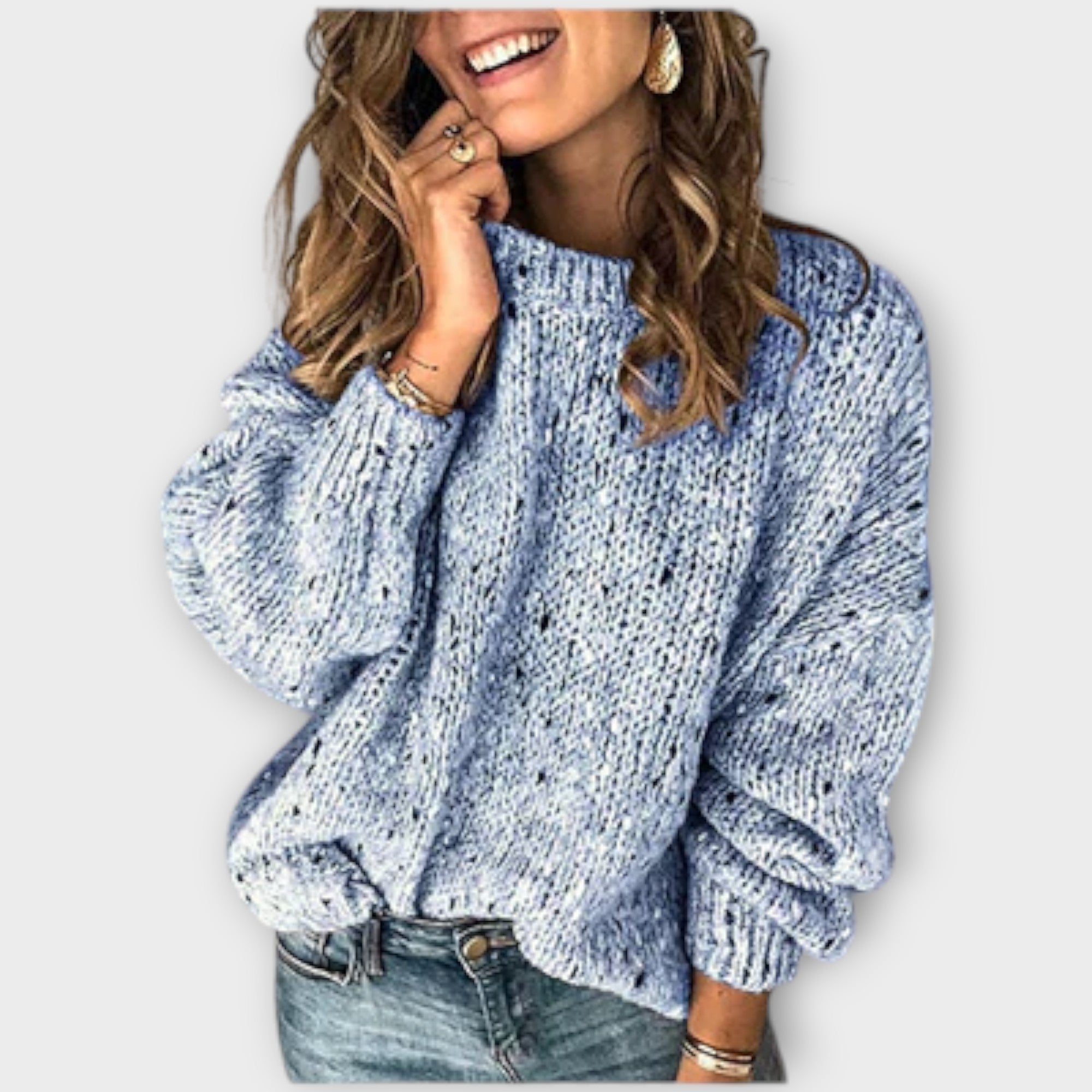 Eline Striktrøje Retro Merino Uld Varmt Elegant Eksklusiv