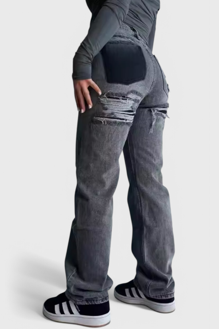 Roxy Jeans Vintage Slidte Med Høj Talje Patchwork Eksklusiv