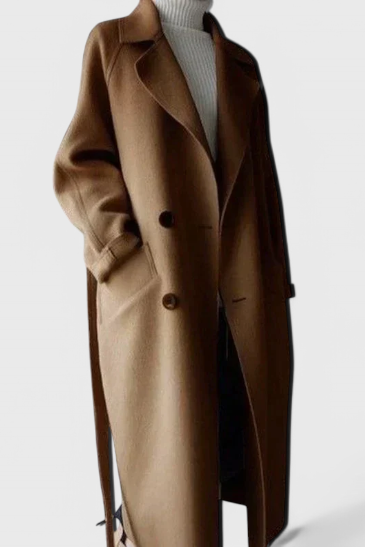 Clara Timeless Lang Uldblazer Med For Eksklusiv Koldt Klima