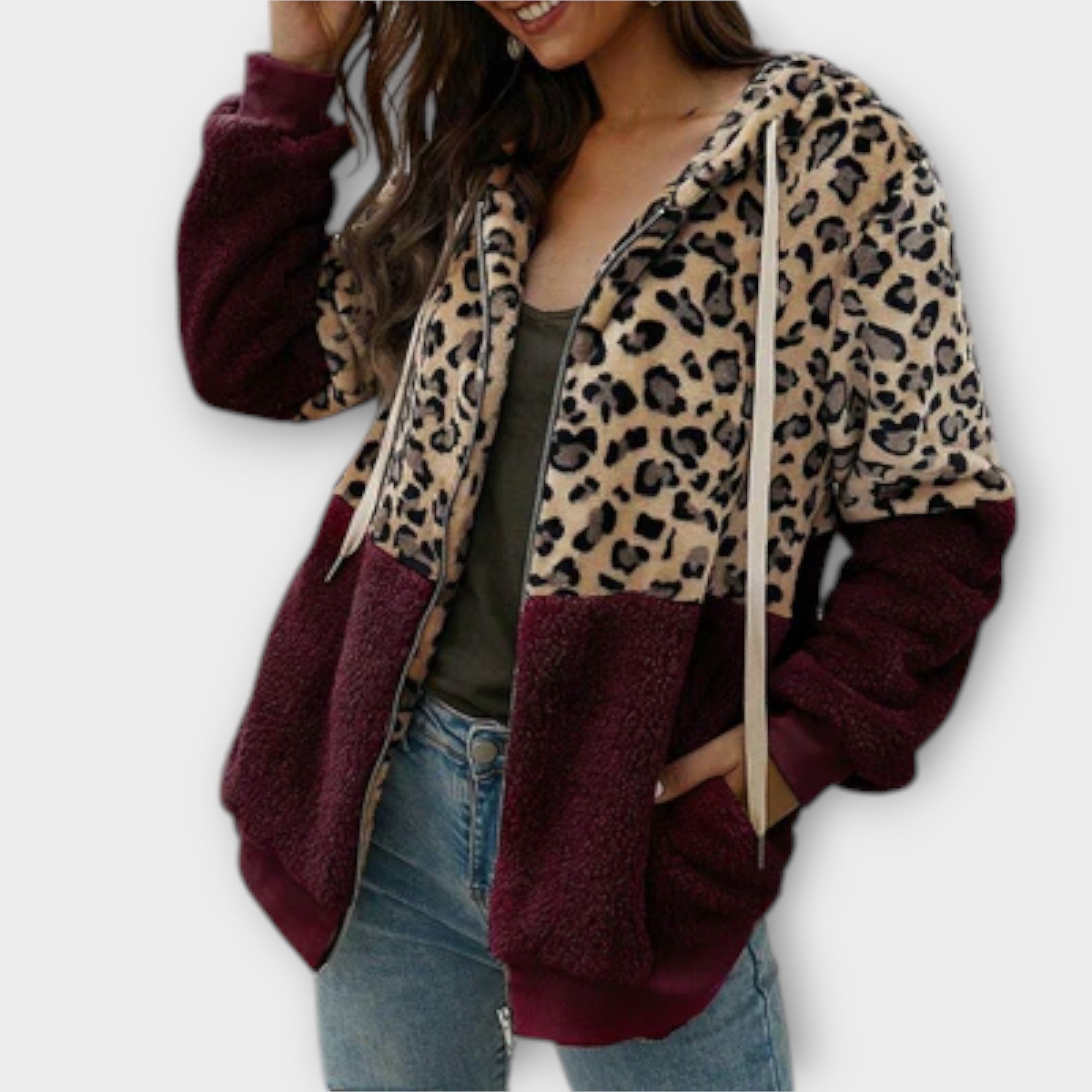 Eline Hoodie Leopardsprint Fleecefor Eksklusiv Kollektion