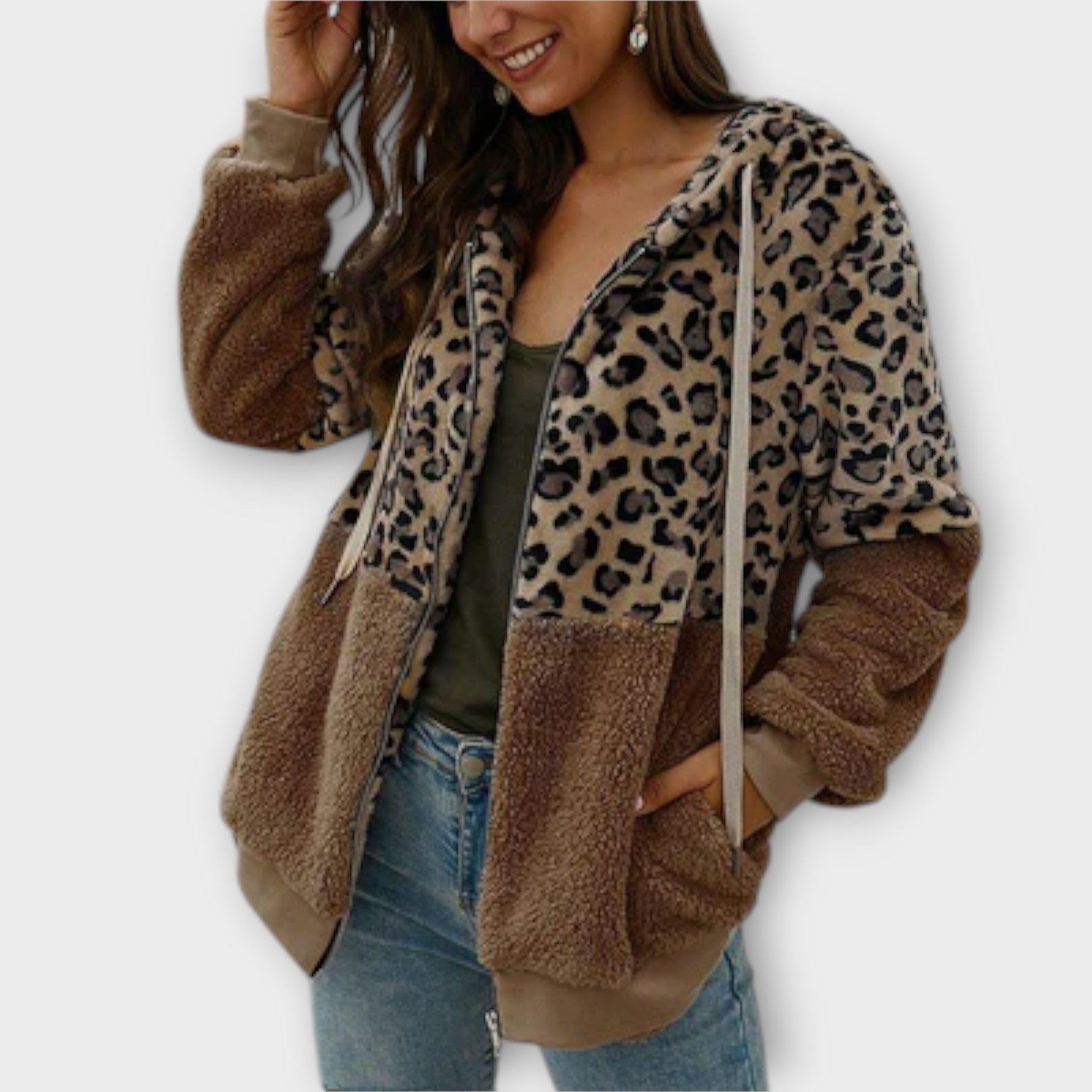 Eline Hoodie Leopardsprint Fleecefor Eksklusiv Kollektion