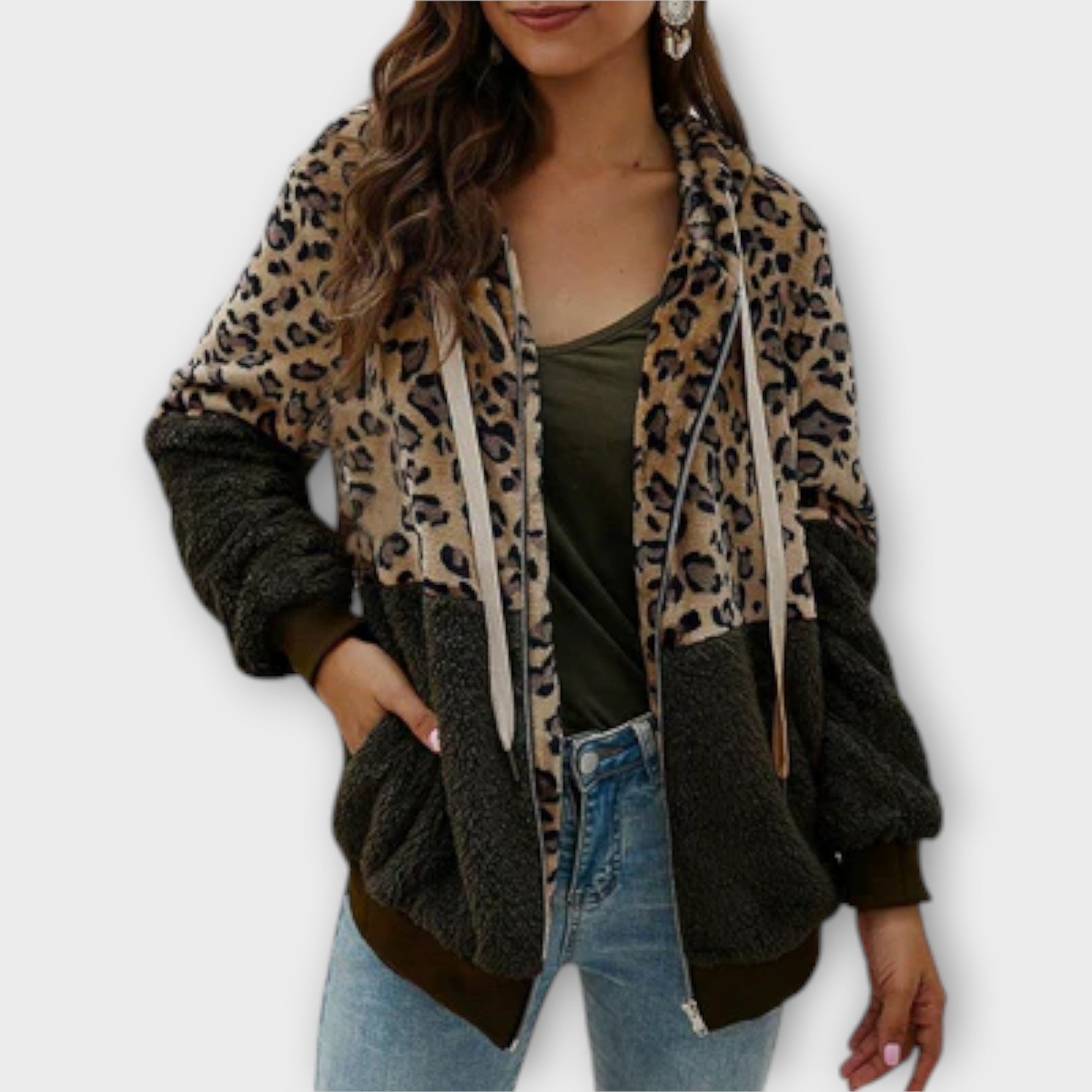 Eline Hoodie Leopardsprint Fleecefor Eksklusiv Kollektion