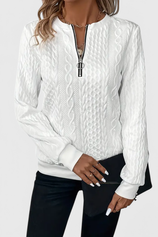 Zoey Eksklusiv Jersey Strik Med Lynlås Blød Og Elegant