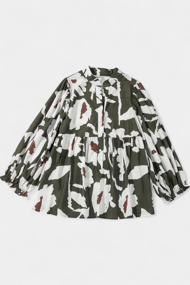 Filomena Bluse Med Ballonærmer Blomstermønster Boheme Luxe