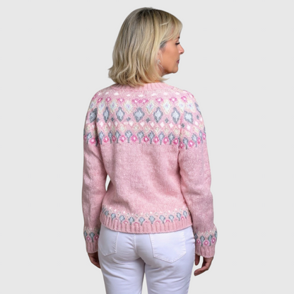 Hazel - Lyserød komfortabel uld cardigan