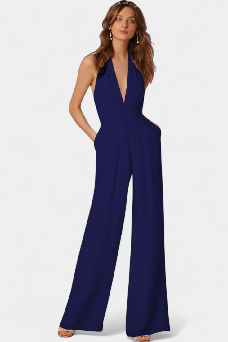 Elegance Lilla Jumpsuit Med Bred Ben Til Kontor Eksklusiv