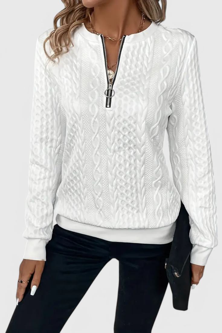 Zoey Eksklusiv Jersey Strik Med Lynlås Blød Og Elegant