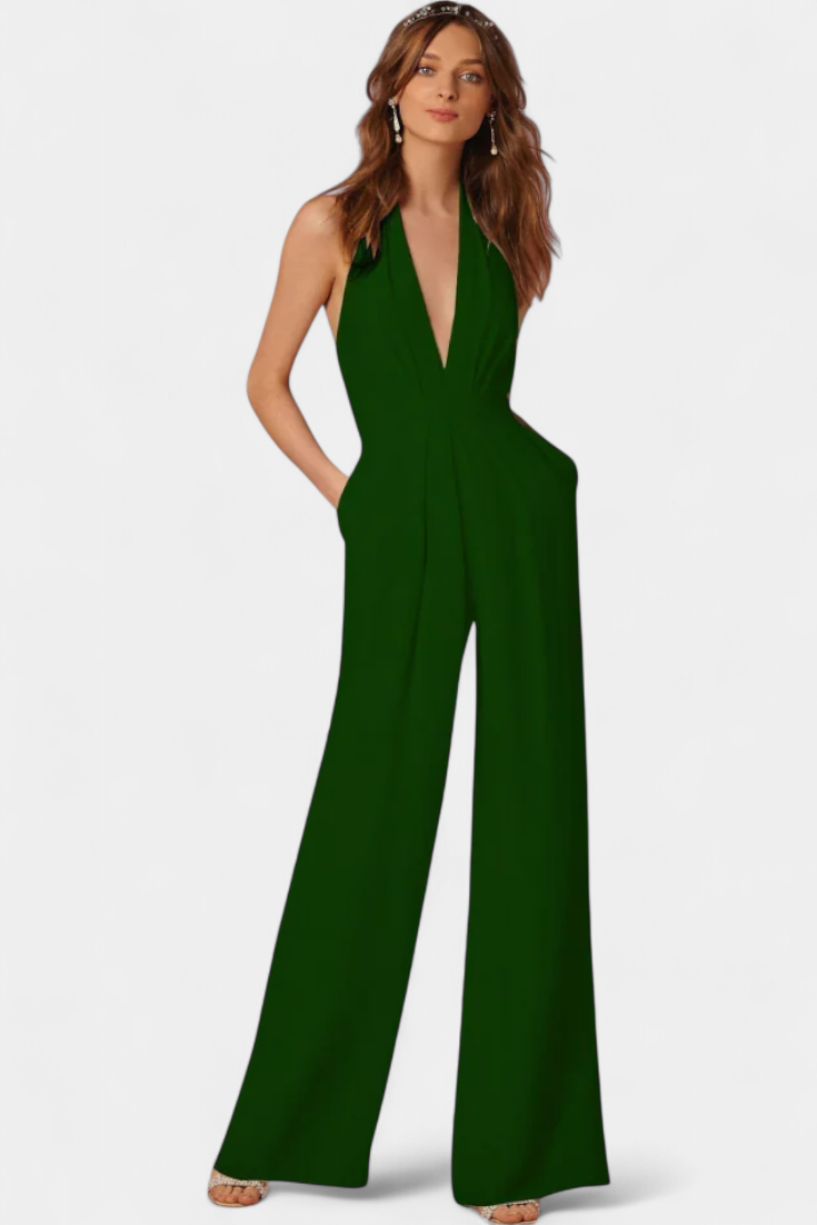 Elegance Lilla Jumpsuit Med Bred Ben Til Kontor Eksklusiv
