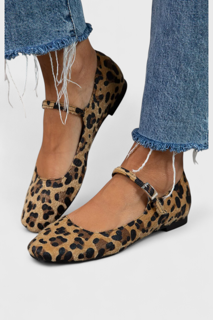 Aranza Ballerinaer Med Velcro Og Justerbar Hæl Læder Unik