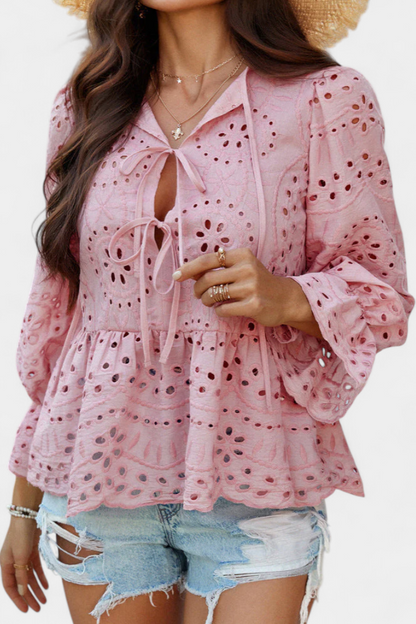 Kayden Boheme Top Med Blonder Let Flydende Snit Eksklusiv