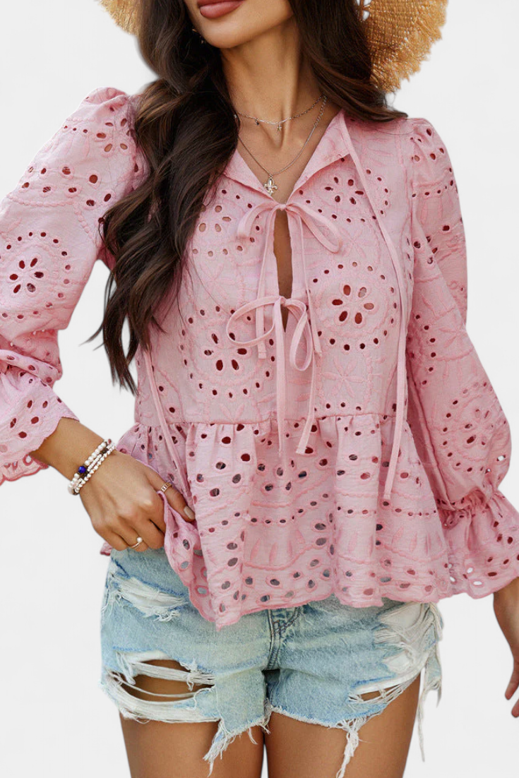 Kayden Boheme Top Med Blonder Let Flydende Snit Eksklusiv