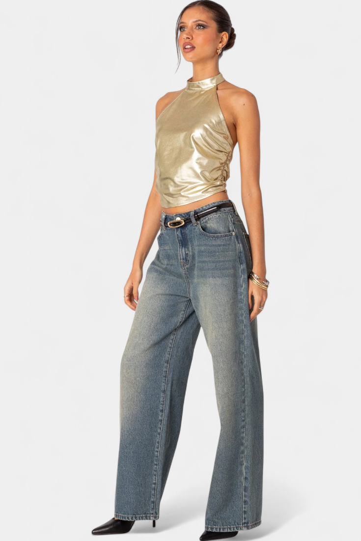 Karter Anna Haltertop Med Metalisk Finish Eksklusiv