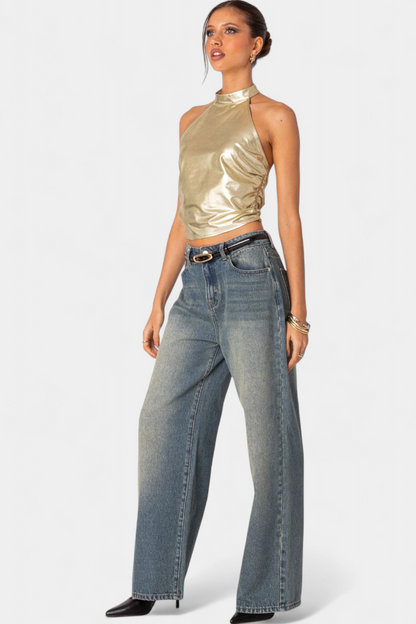 Karter Anna Haltertop Med Metalisk Finish Eksklusiv