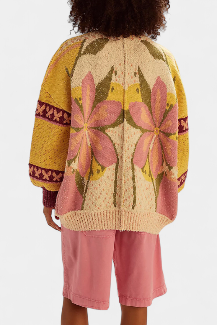 Free People Casey Cardigan Blomsterstrikket Luksus Elegance