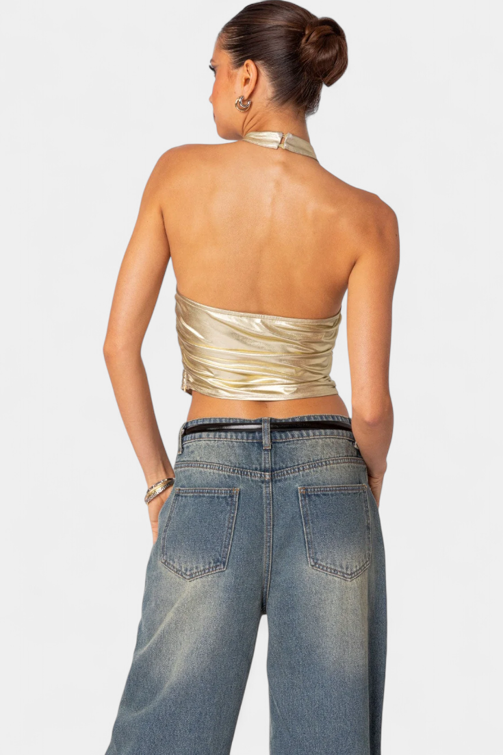 Karter Anna Haltertop Med Metalisk Finish Eksklusiv