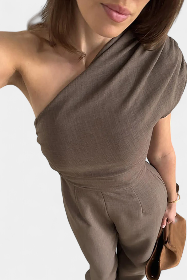Magnolia Mono Skulderkjole Med Draperinger Eksklusiv Stil