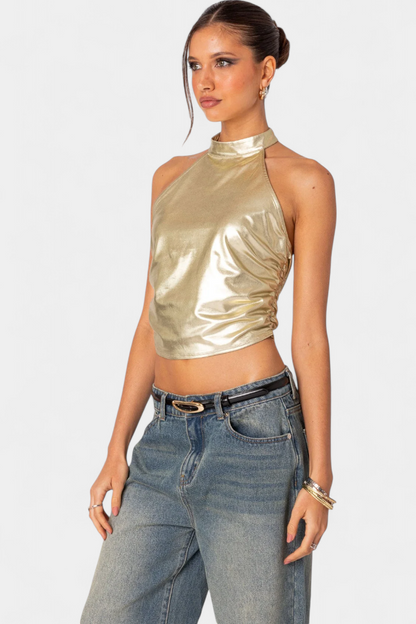 Karter Anna Haltertop Med Metalisk Finish Eksklusiv