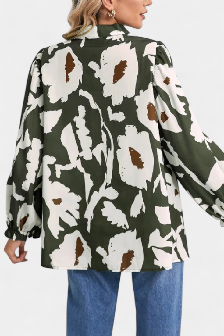 Filomena Bluse Med Ballonærmer Blomstermønster Boheme Luxe