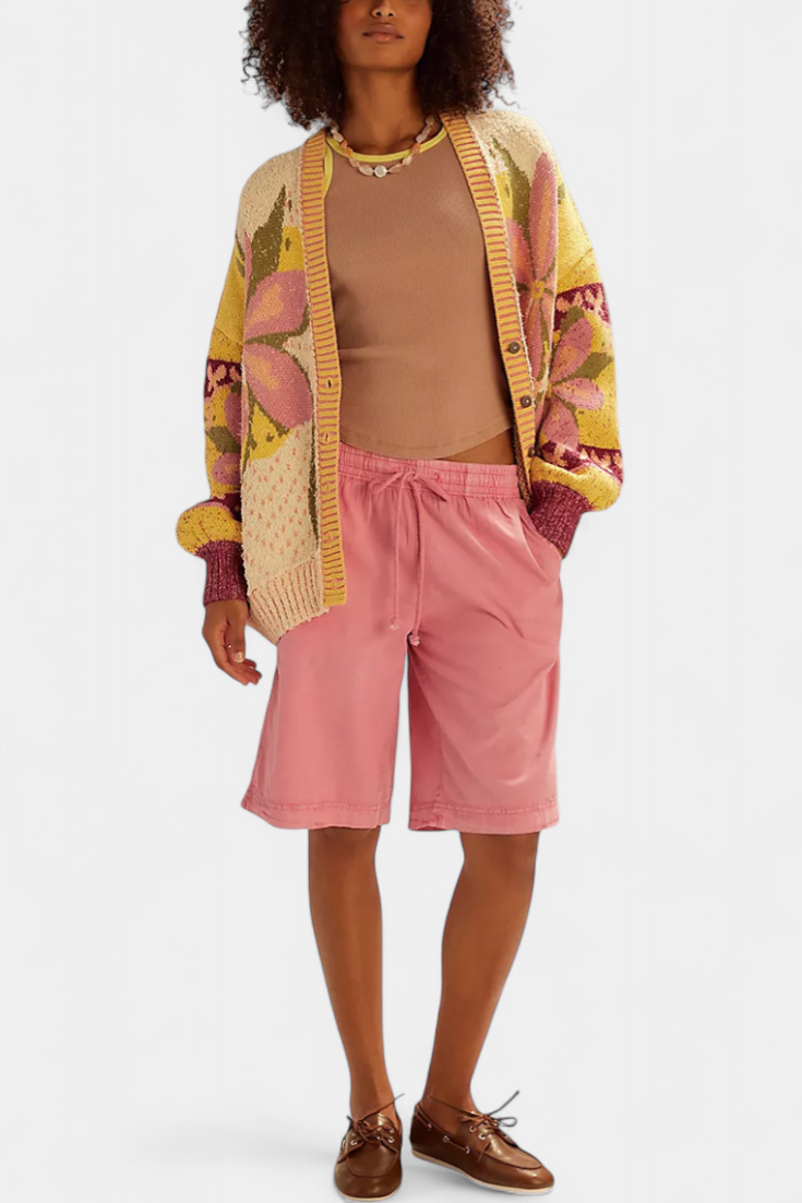 Free People Casey Cardigan Blomsterstrikket Luksus Elegance