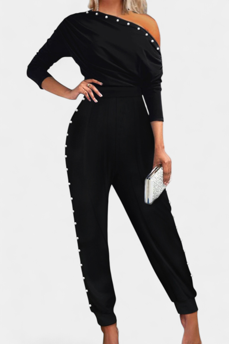 Brina Mono One-Shoulder Uden Ærmer Perledetaljer Eksklusiv