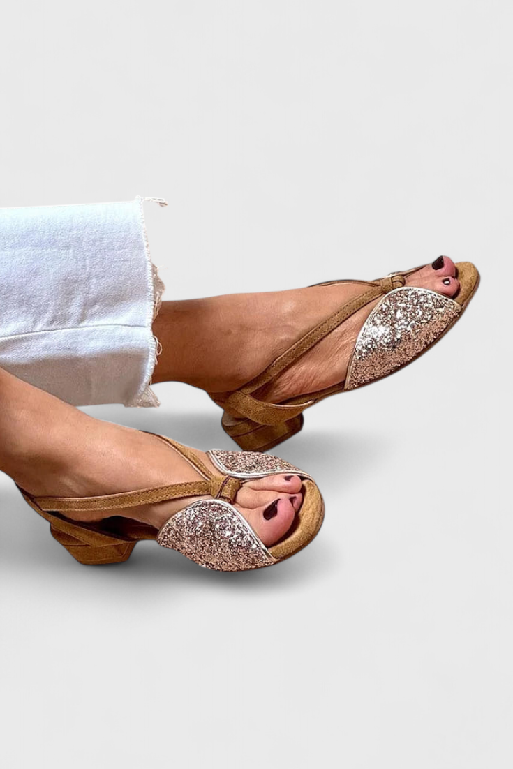 Dobrava Sandaler Peep Toe Glitrende Lav Blokhæle Eksklusiv
