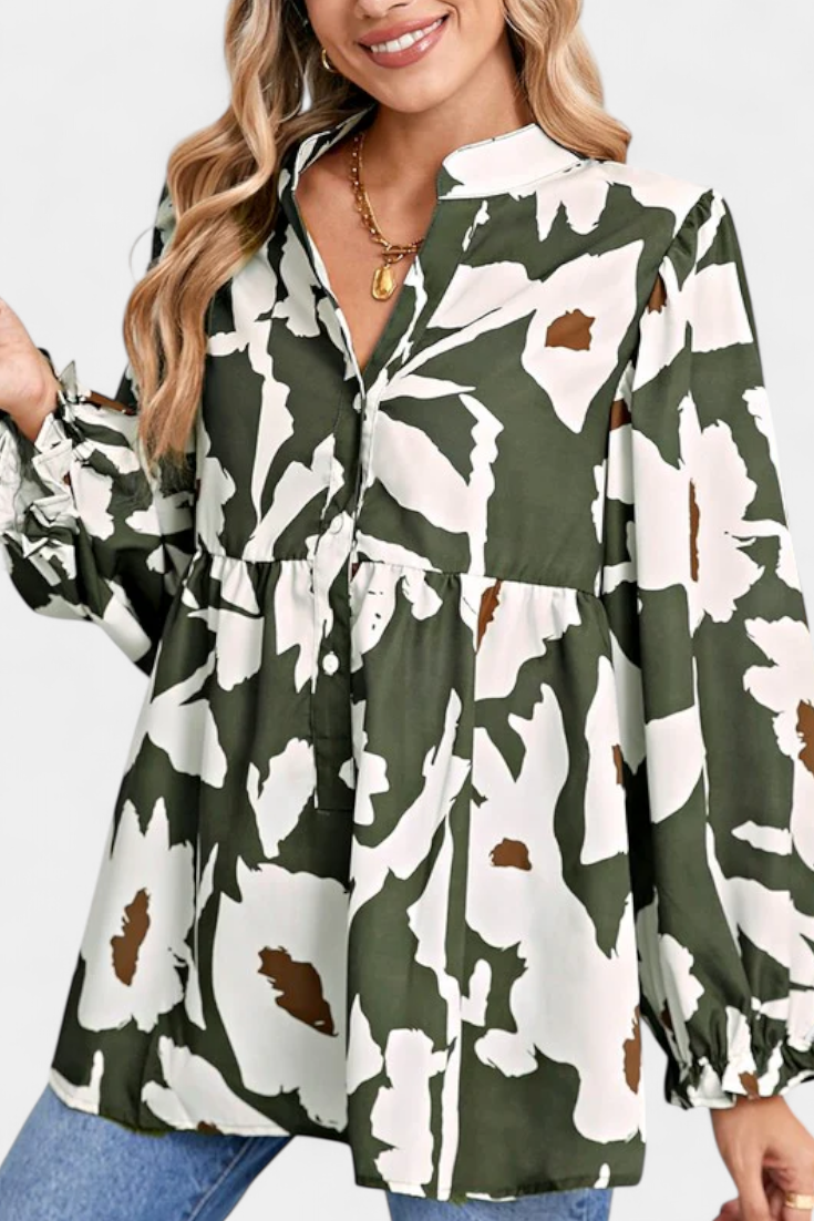 Filomena Bluse Med Ballonærmer Blomstermønster Boheme Luxe
