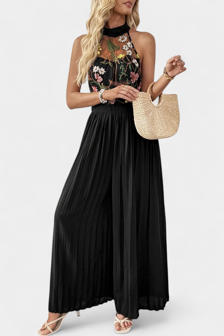 Maruja Palazzo Broderet Floral Blonde Eksklusiv Udgave