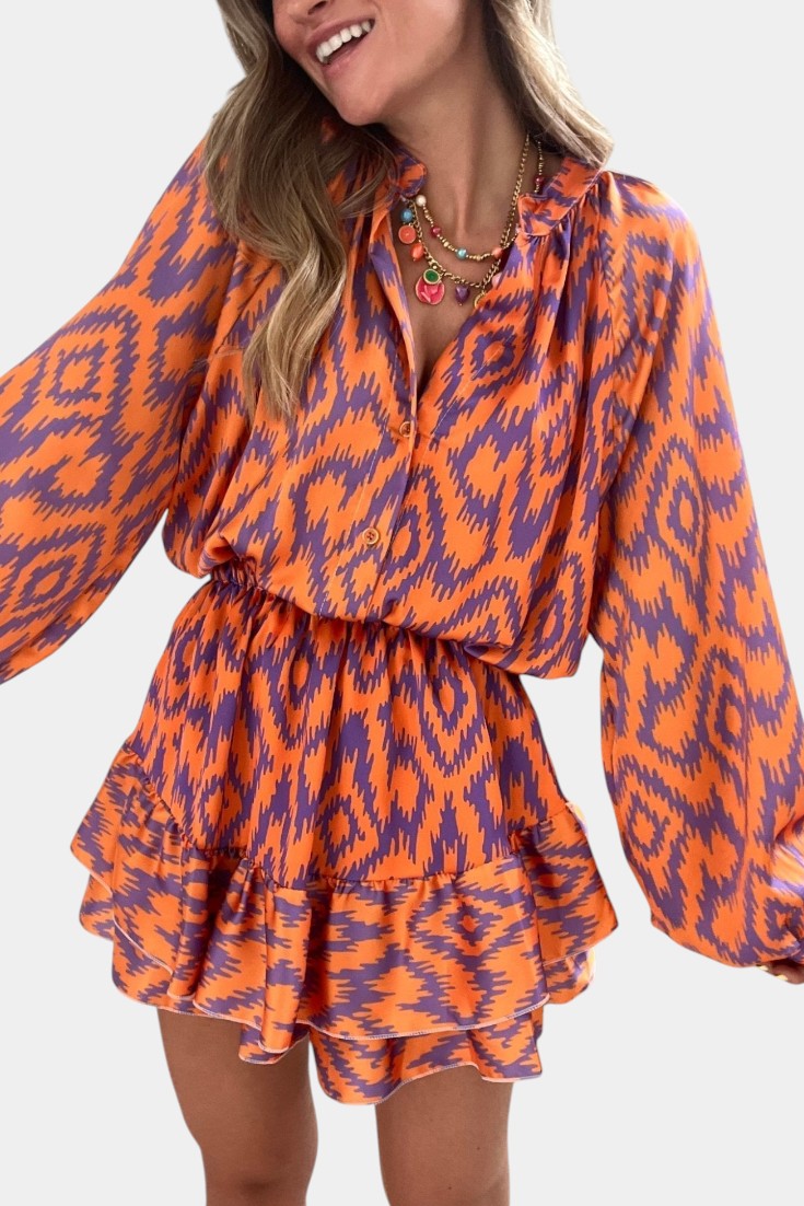 Mono Yasmine Mini Ikat Kjole Med Eksklusiv Volanter