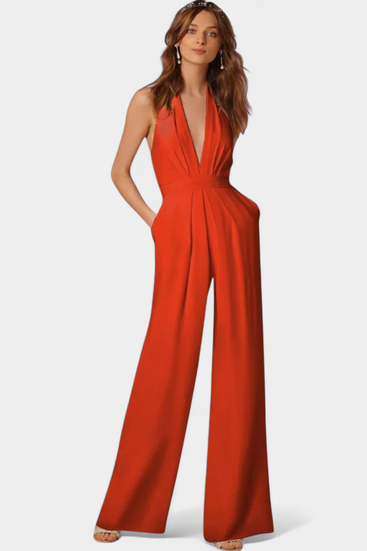Elegance Lilla Jumpsuit Med Bred Ben Til Kontor Eksklusiv