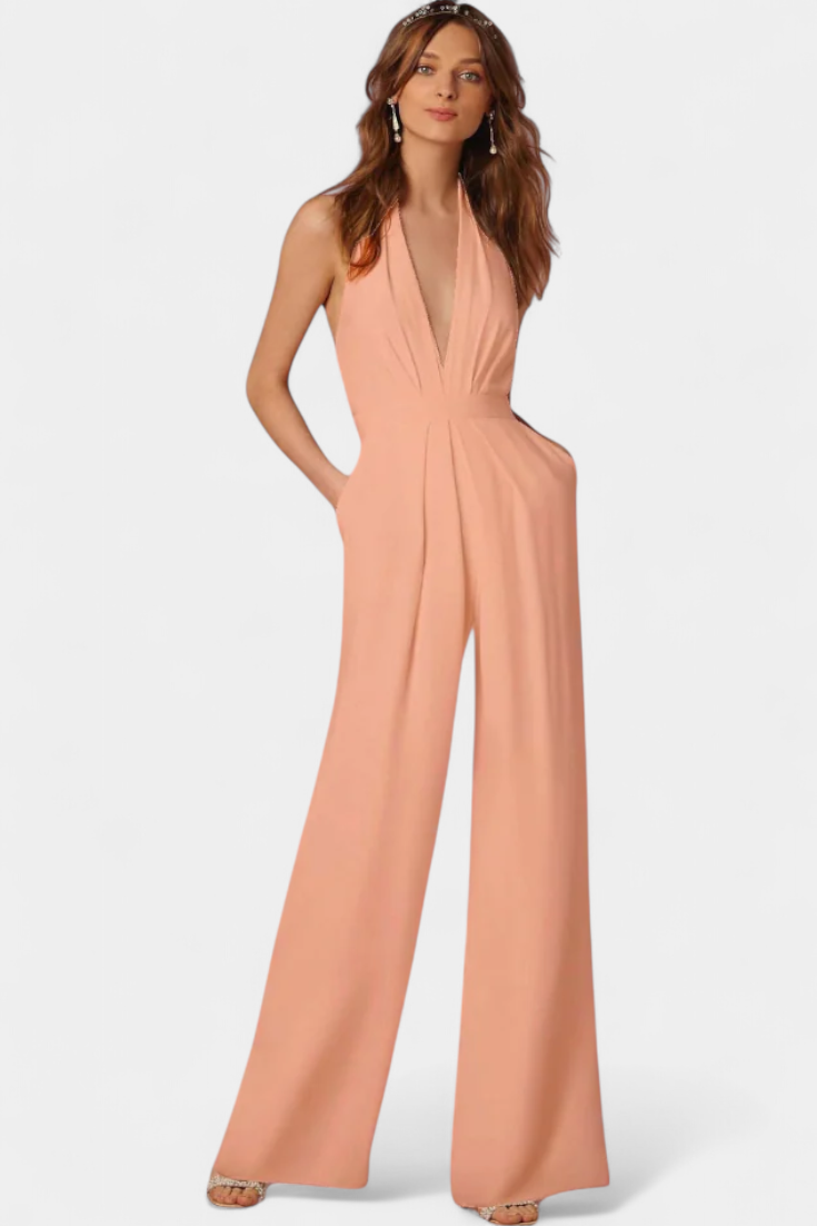 Elegance Lilla Jumpsuit Med Bred Ben Til Kontor Eksklusiv