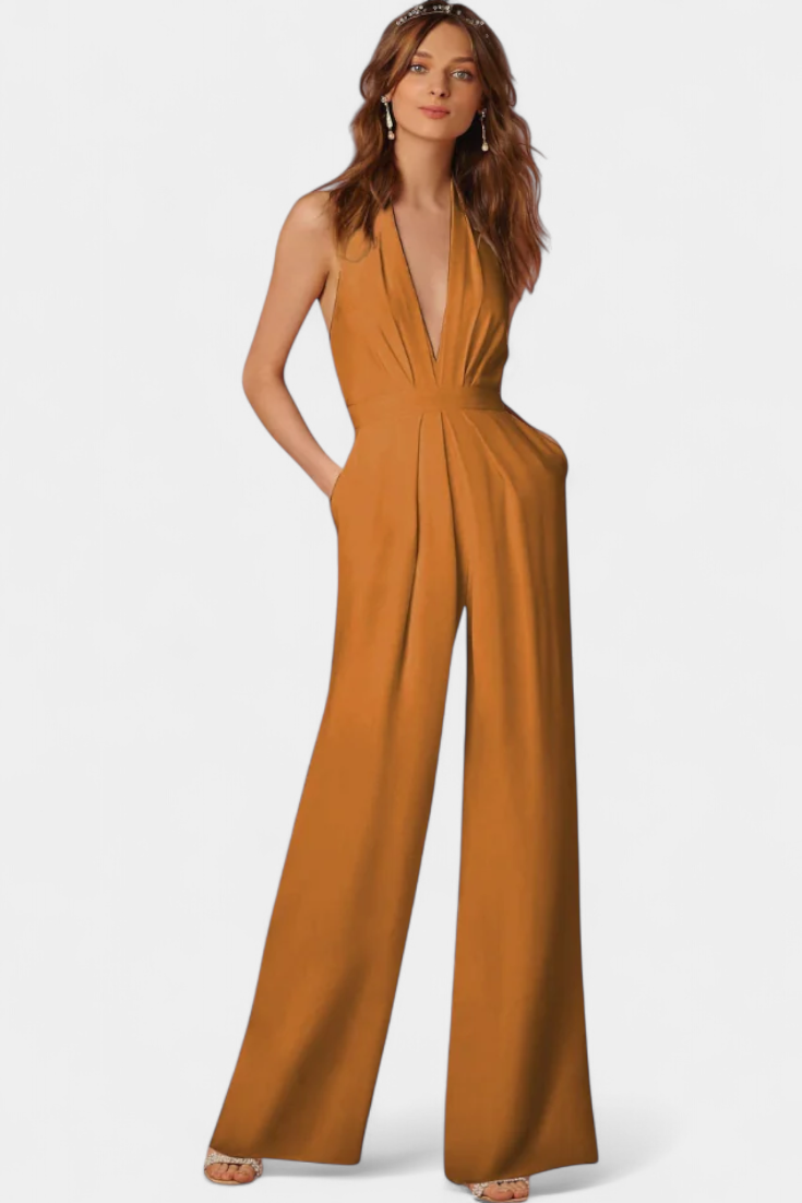 Elegance Lilla Jumpsuit Med Bred Ben Til Kontor Eksklusiv