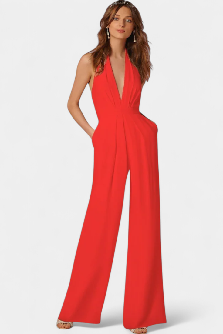 Elegance Lilla Jumpsuit Med Bred Ben Til Kontor Eksklusiv