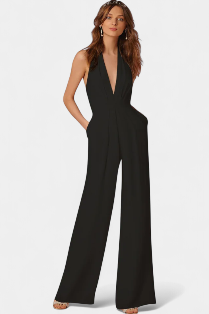Elegance Lilla Jumpsuit Med Bred Ben Til Kontor Eksklusiv