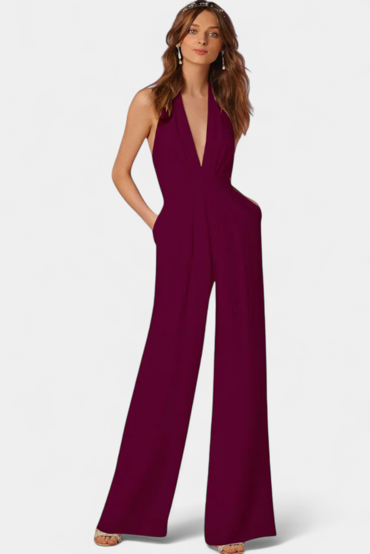 Elegance Lilla Jumpsuit Med Bred Ben Til Kontor Eksklusiv